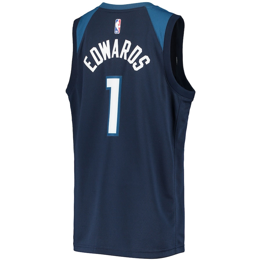 Anthony Edwards Minnesota Timberwolves Nike Youth 2020/21 Swingman Jersey - Icon Edition - Navy - Image 3