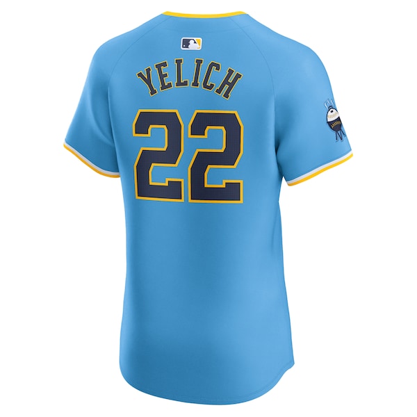Christian Yelich Milwaukee Brewers Nike City Connect Elite Player Jersey - Powder Blue - Image 3