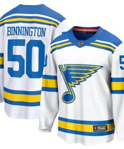 Jordan Binnington St. Louis Blues  Away Breakaway Player Jersey - White/Royal/Blue