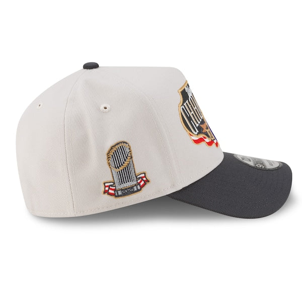 Los Angeles Dodgers New Era 2025 World Series Champions Locker Room A-Frame 9FORTY Adjustable Hat - Cream/Charcoal - Image 5