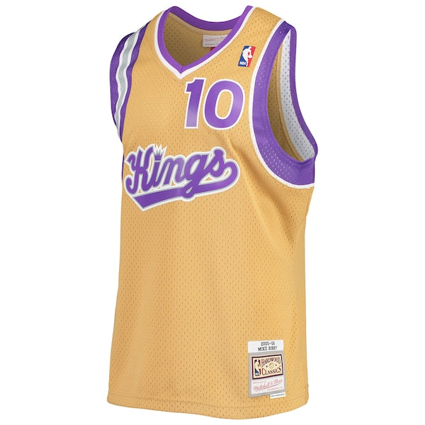 Mike Bibby Sacramento Kings 2005/06 Hardwood Classics Swingman Jersey - Gold - Image 3