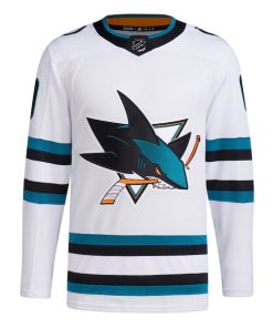 Alternative view of San Jose Sharks adidas  Away  Primegreen Authentic Custom Jersey - White