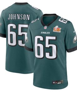 Alternative view of Lane Johnson Philadelphia Eagles Nike Super Bowl LIX Game Player Jersey - Midnight Green