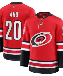 Alternative view of Sebastian Aho Carolina Hurricanes  Alternate Premium Jersey - Red/Black/White