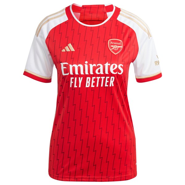 Declan Rice Arsenal adidas Women's 2023/24 Home Replica Player Jersey - Red/Green/Yellow - Image 5