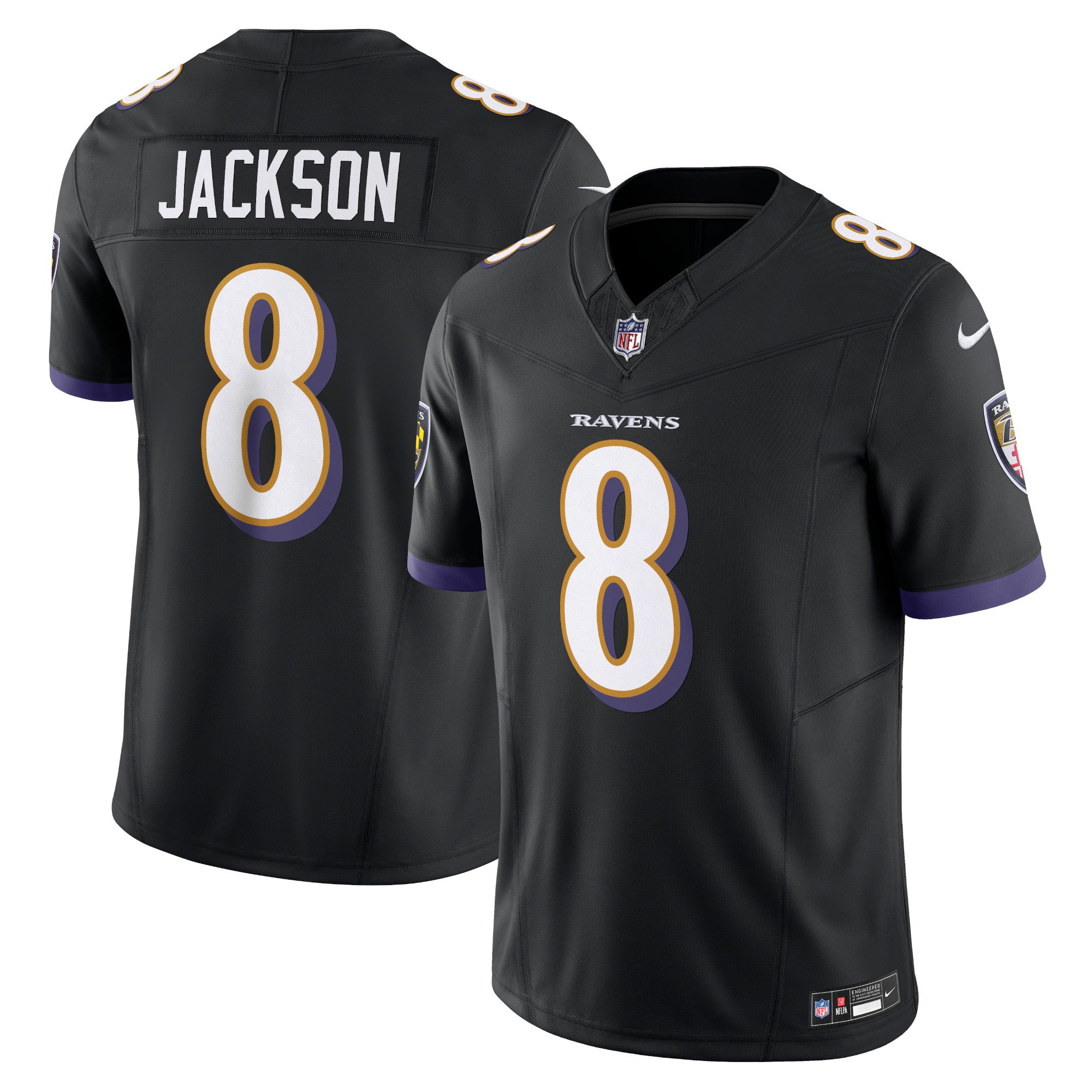 Lamar Jackson Baltimore Ravens Nike Vapor F.U.S.E. Limited Jersey - White/Black - Image 6