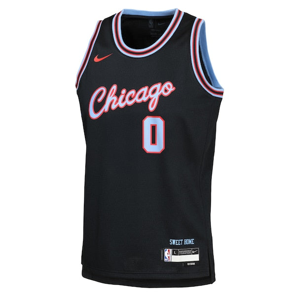 Coby White Chicago Bulls Nike Youth 2025/26 City Edition Swingman Jersey - Black - Image 2
