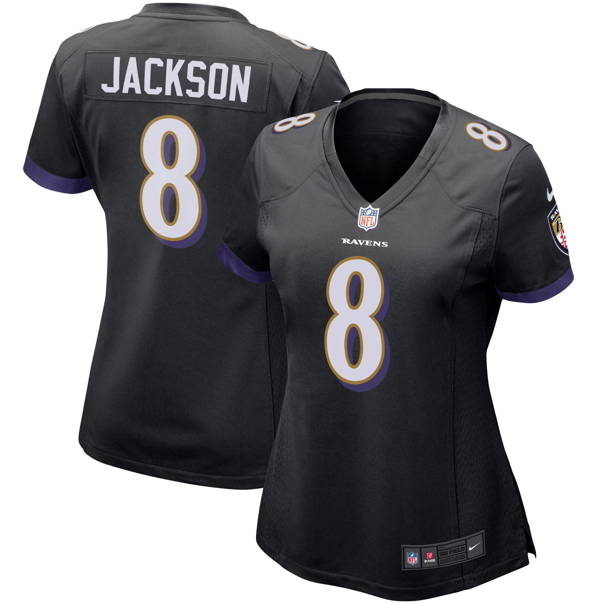 Lamar Jackson Baltimore Ravens Nike Women's Game Jersey - White/Black/Purple - Image 5