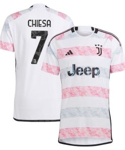 Alternative view of Federico Chiesa Juventus adidas 2023/24 Away Authentic Jersey - White/Black