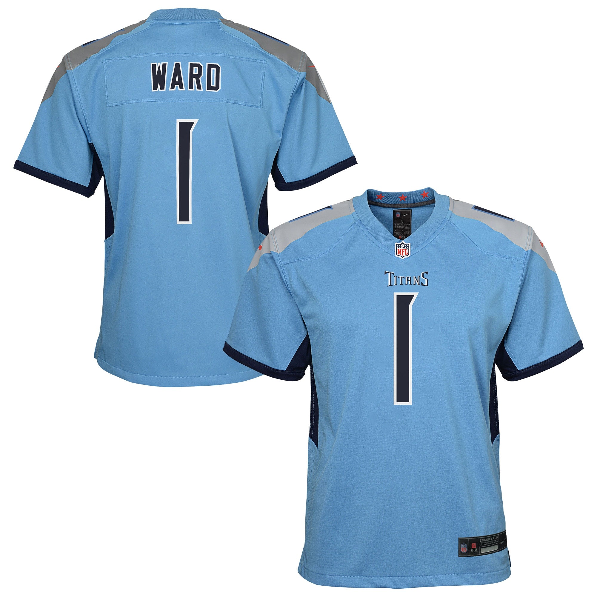 Cameron Ward Tennessee Titans Nike Youth White Game Jersey - White/Light Blue - Image 6