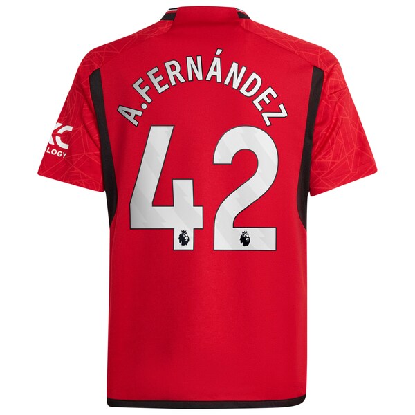 Alvaro Fern¨¢ndez Manchester United adidas Youth 2023/24 Home Replica Player Jersey?¨C Red - Image 3
