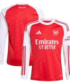 Arsenal adidas Youth 2025/26 Home Replica Long Sleeve Jersey - Red