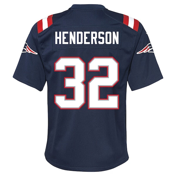 TreVeyon Henderson New England Patriots Nike Youth Team Game Jersey - Navy - Image 3