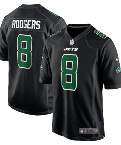 Alternative view of Aaron Rodgers New York Jets Nike Fashion Game Jersey - Black/Green/White
