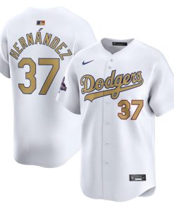 Teoscar Hernandez Los Angeles Dodgers Nike 2025 Gold Collection Limited Jersey ¨C White