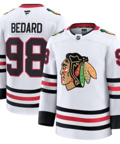 Alternative view of Connor Bedard Chicago Blackhawks  Away Premium Jersey - White/Red