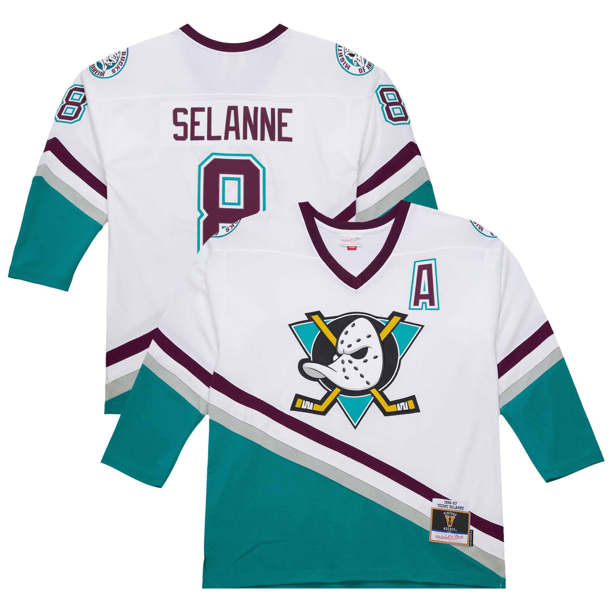 Teemu Selanne Anaheim Ducks 1996-97 Power Play Jersey - Purple/White - Image 9