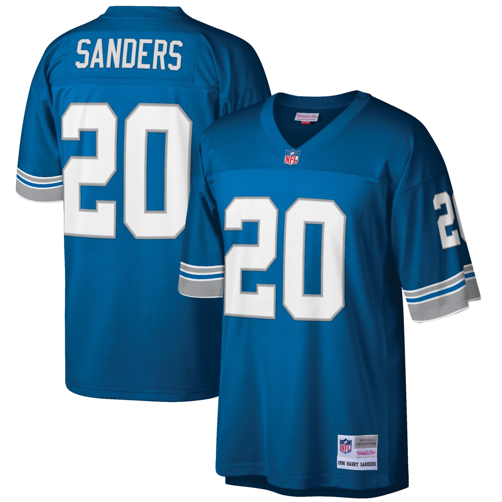Barry Sanders Detroit Lions Big & Tall 1996 Retired Player Replica Jersey - White/Blue - Image 5
