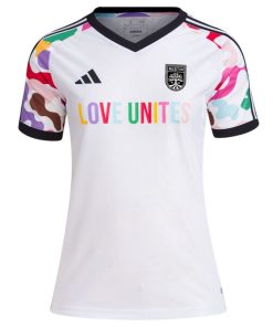 Alternative view of Austin FC adidas Women's 2024 Pride Pre-Match Top - White