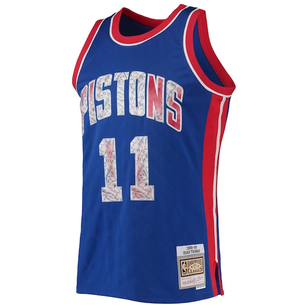 Isiah Thomas Detroit Pistons 1988/89 Hardwood Classics NBA 75th Anniversary Diamond Swingman Jersey - Blue - Image 2