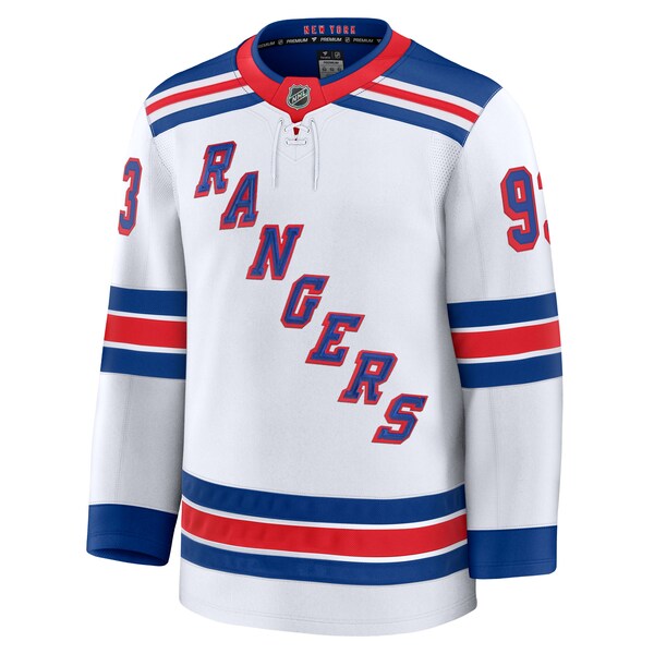 Mika Zibanejad New York Rangers Away Premium Jersey - White/Navy/Blue - Image 4