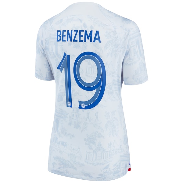 Karim Benzema France National Team Nike Women's 2022/23 Away Breathe Stadium Replica Player Jersey - White - Image 3