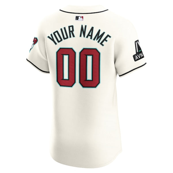 Arizona Diamondbacks Nike Home Elite Custom Patch Jersey - White - Image 3