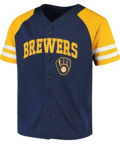 Alternative view of Milwaukee Brewers Youth Team Jersey - Navy/Gold
