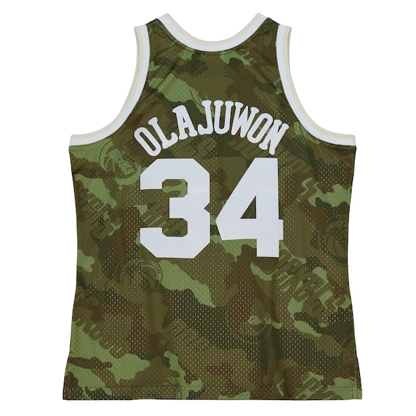 Hakeem Olajuwon Houston Rockets Hardwood Classics 1993/94 Ghost Green Swingman Jersey - Camo - Image 4