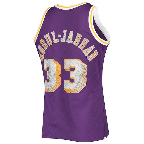Kareem Abdul-Jabbar Los Angeles Lakers 1996-97 Hardwood Classics NBA 75th Anniversary Diamond Swingman Jersey - Purple - Image 3