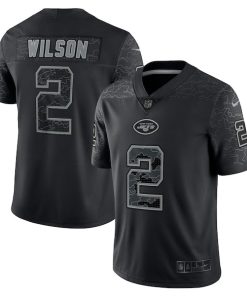 Alternative view of Zach Wilson New York Jets Nike RFLCTV Limited Jersey - Black