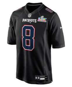 Alternative view of Men's New England Patriots Stefon Diggs Nike Black Super Bowl LX Patch Carbon Fashion Game Jersey