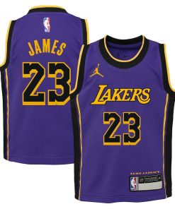 LeBron James Los Angeles Lakers Jordan Brand Preschool 2022/23 Dri-FIT Replica Jersey - Statement Edition - Purple