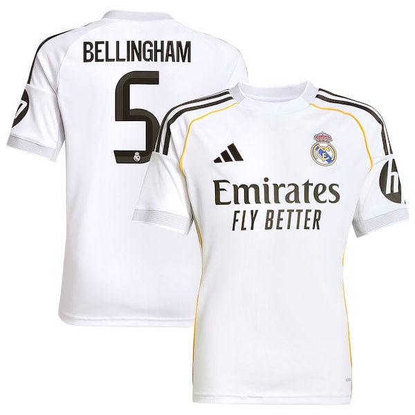Jude Bellingham Los Merengues adidas Youth 2025/26 Home Replica Jersey - White/Blue - Image 2