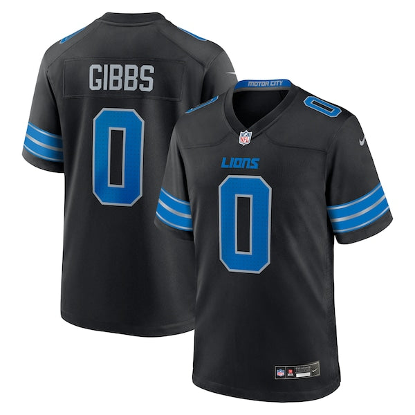 Jahmyr Gibbs Detroit Lions Nike 2nd Alternate Game Player Jersey - Black/Blue/White - Image 2