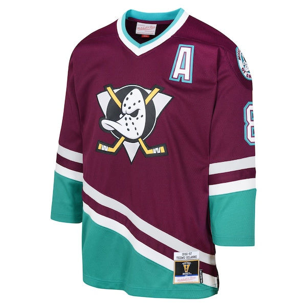 Teemu Selanne Anaheim Ducks Youth 1996 Blue Line Player Jersey - Maroon - Image 2