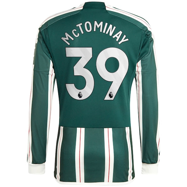 Scott McTominay Manchester United adidas 2023/24 Away Long Sleeve Replica Player Jersey - Green/Red - Image 4