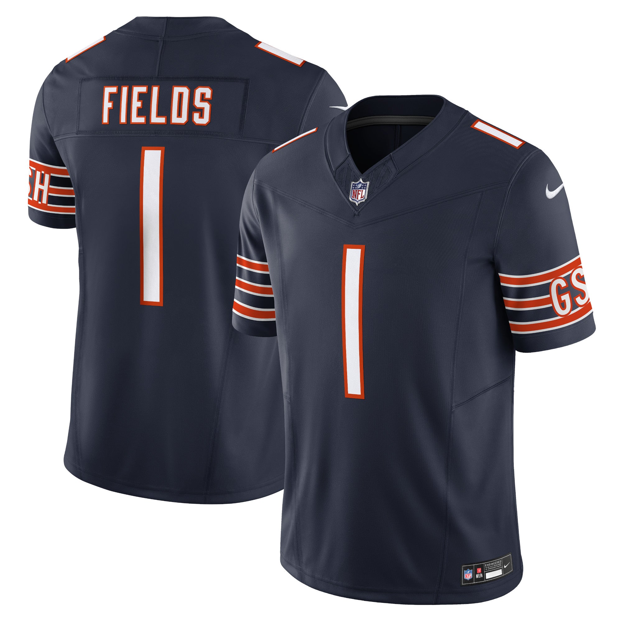 Justin Fields Chicago Bears Nike Vapor F.U.S.E. Limited Jersey - White/Navy/Orange - Image 5