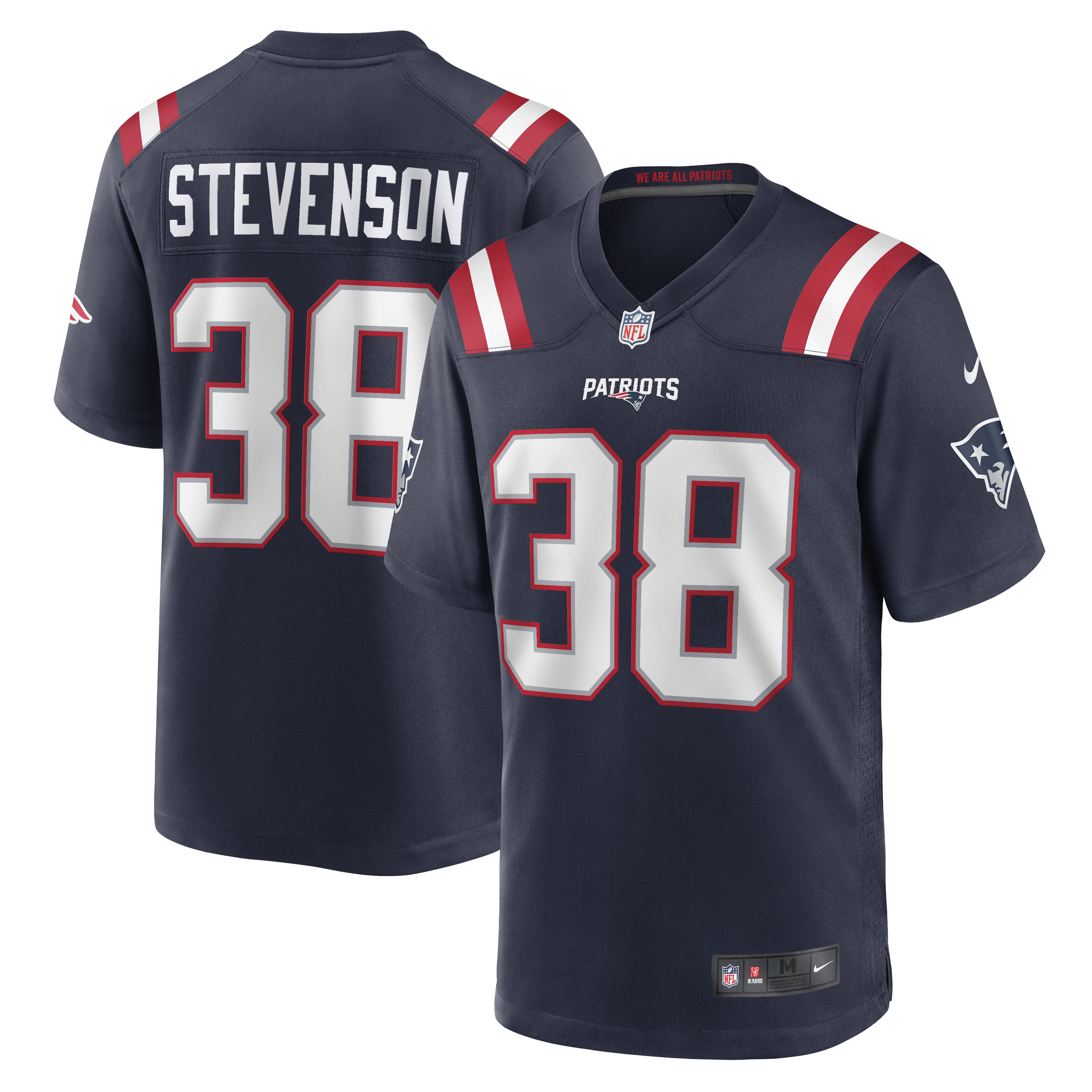 Rhamondre Stevenson New England Patriots Nike Alternate Game Player Jersey - Red/Navy/White - Image 5