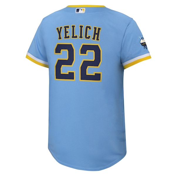 Christian Yelich Milwaukee Brewers Nike Youth 2022 City Connect Replica Player Jersey - Powder Blue - Image 3