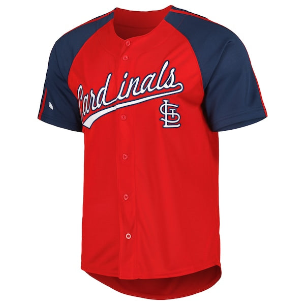 St. Louis Cardinals Stitches Button-Down Raglan Fashion Jersey - Red - Image 2