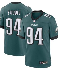 Alternative view of Byron Young Philadelphia Eagles Nike Team Game Jersey - Midnight Green