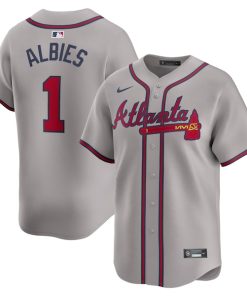 Alternative view of Ozzie Albies Atlanta Braves Nike Away Limited Player Jersey - Gray/White