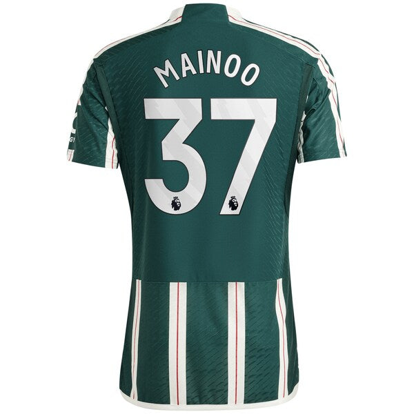 Kobbie Mainoo Manchester United adidas 2023/24 Away Authentic Player Jersey - Green/Red - Image 4