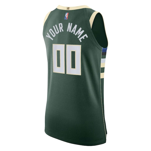 Milwaukee Bucks Nike 2021/22 Diamond Authentic Custom Jersey - Icon Edition - Hunter Green - Image 3