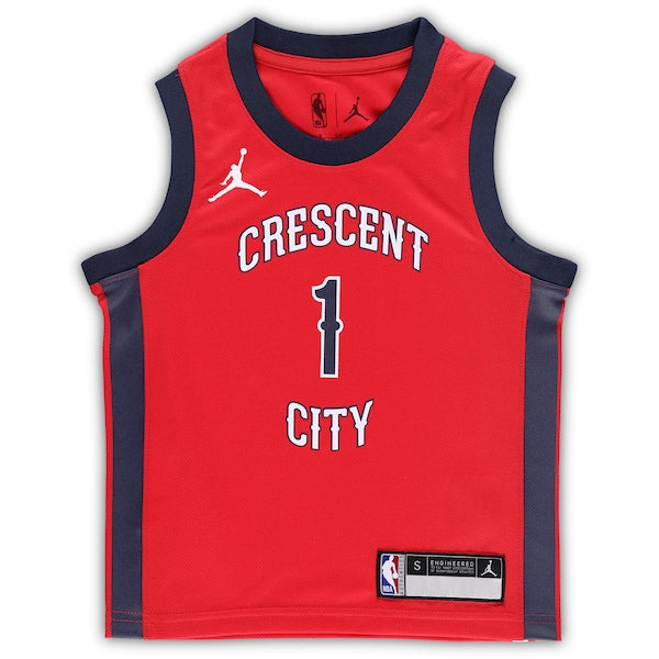 Zion Williamson New Orleans Pelicans Jordan Brand Preschool 2022/23 Replica Jersey - Statement Edition - Red - Image 2