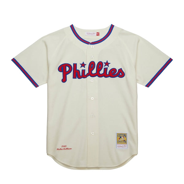 Richie Ashburn Philadelphia Phillies Cooperstown Collection 1948 Authentic Jersey - Cream - Image 2