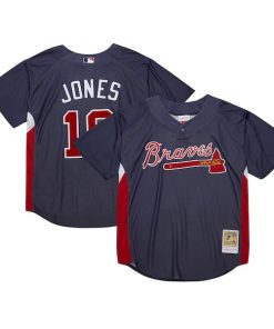 Chipper Jones Atlanta Braves Cooperstown Collection 2007 Batting Practice Jersey - Navy