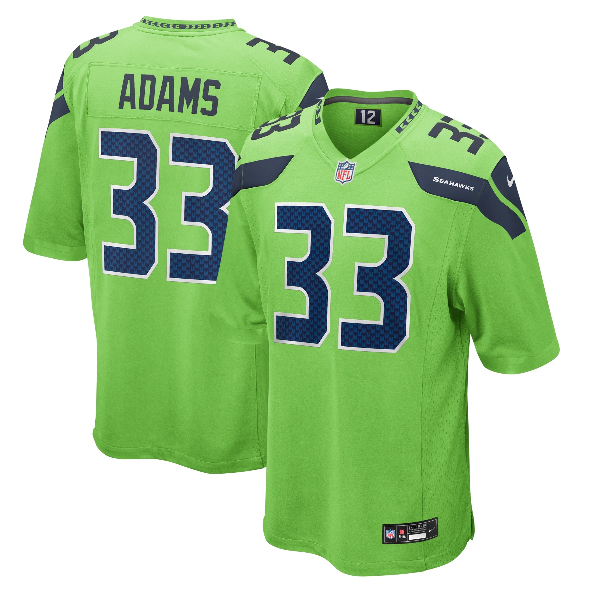Jamal Adams Seattle Seahawks Nike Game Player Jersey - College Navy/Neon Green - Image 5