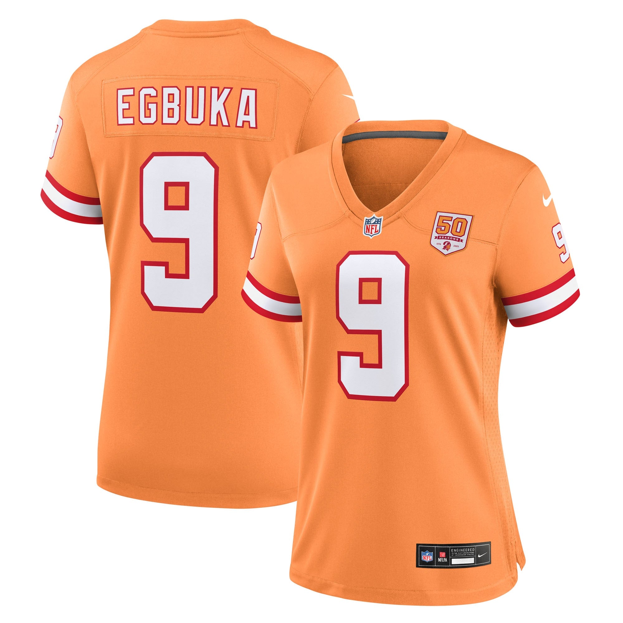 Emeka Egbuka Tampa Bay Buccaneers Nike Women's 50th Season Team Game Jersey - Red/Creamsicle/White - Image 7